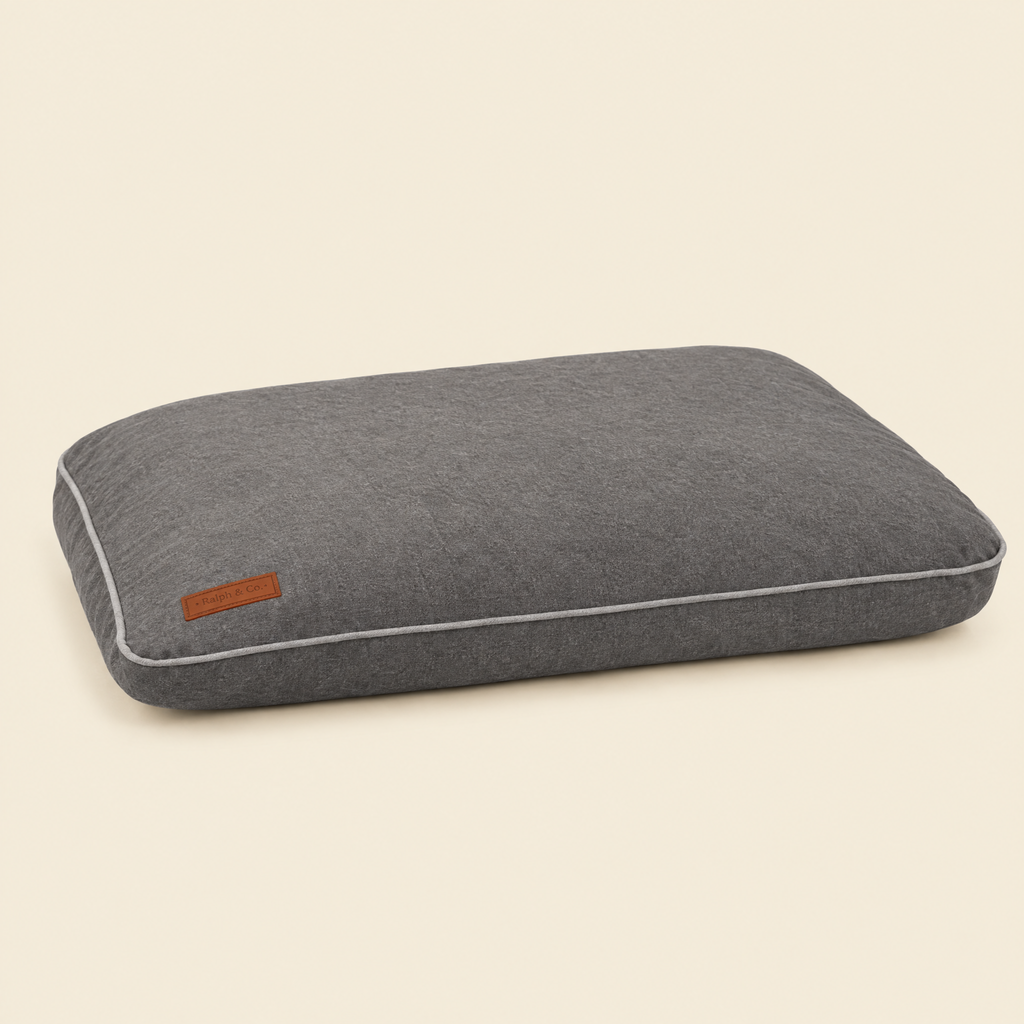 The Grey Orthopaedic Memory Foam Crate Mattress by Ralph & Co on a cream background