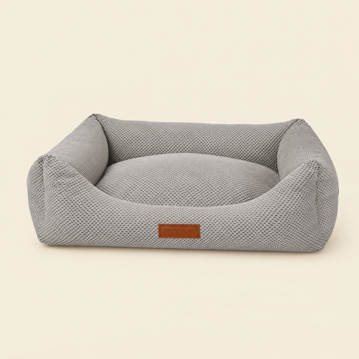 The Highclere Memory Foam Bolster Bed by Ralph & Co in grey knit, packshot
