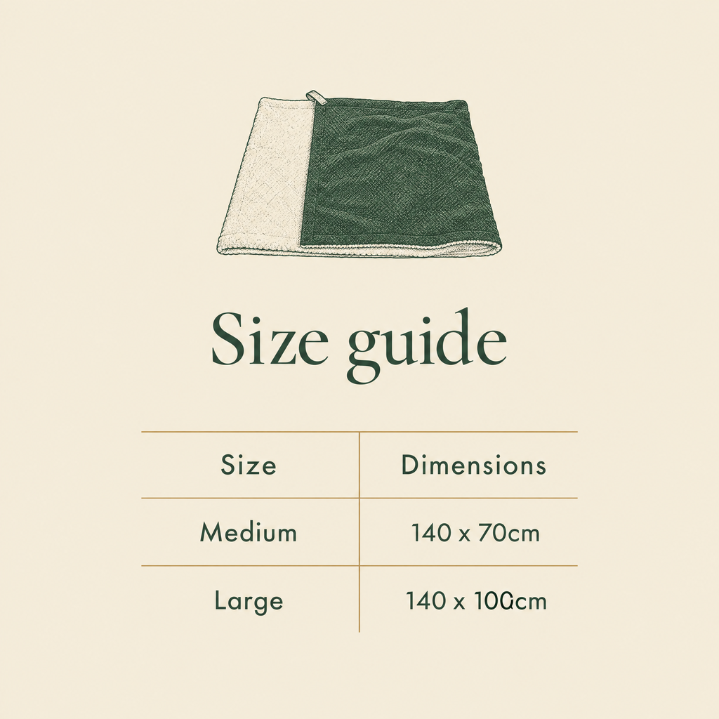 Size guide for the Richmond blanket: Medium and Large