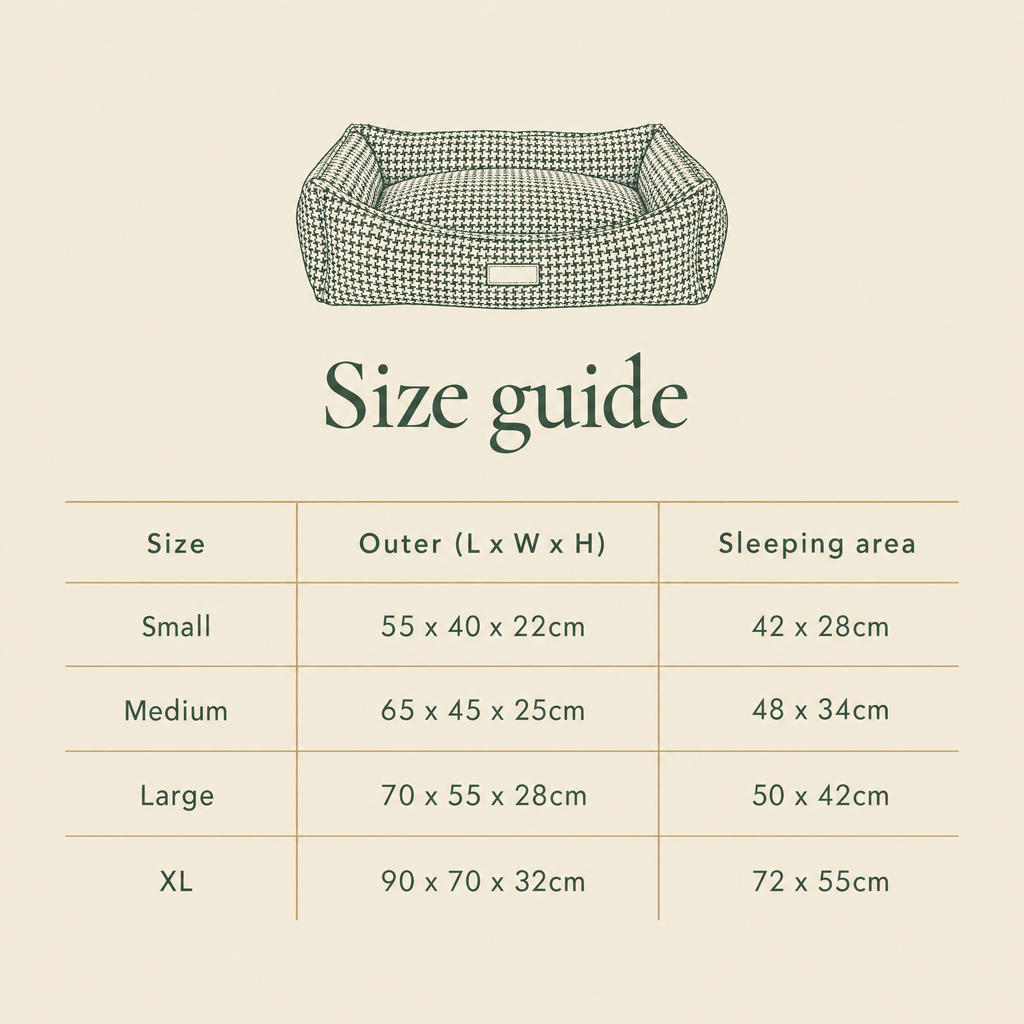 Kensington Houndstooth Bolster Bed size guide