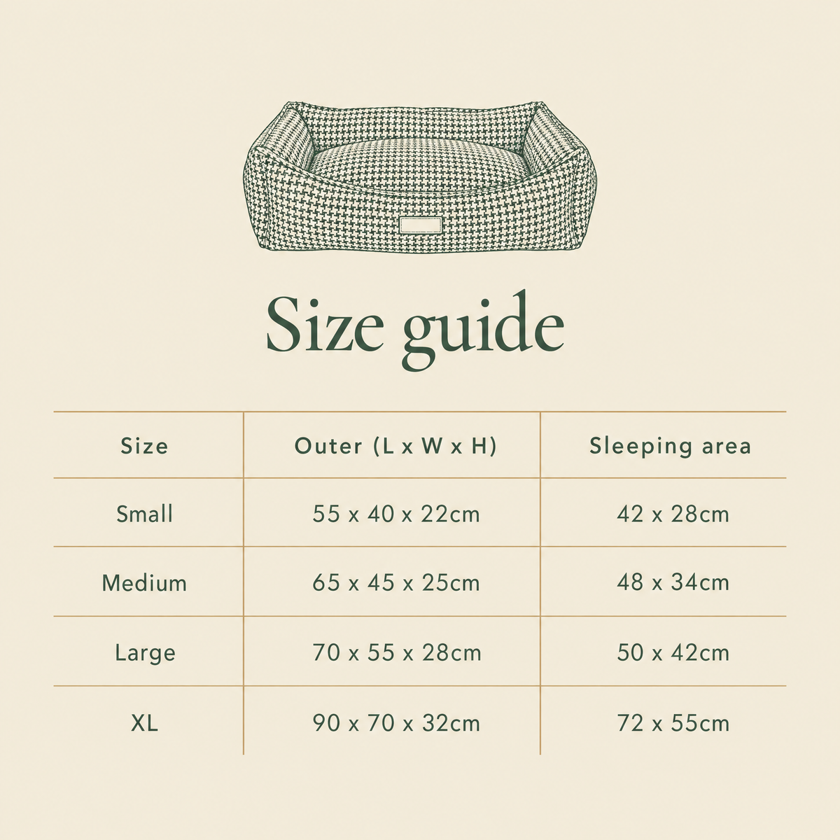 Kensington Houndstooth Bolster Bed size guide