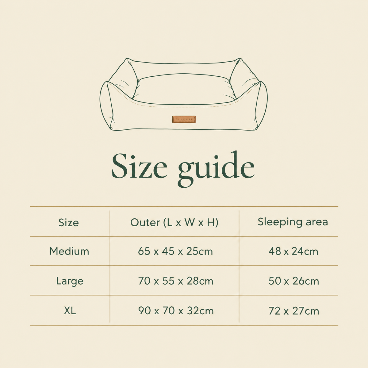 Henley waterproof bolster bed size guide, Medium to XL