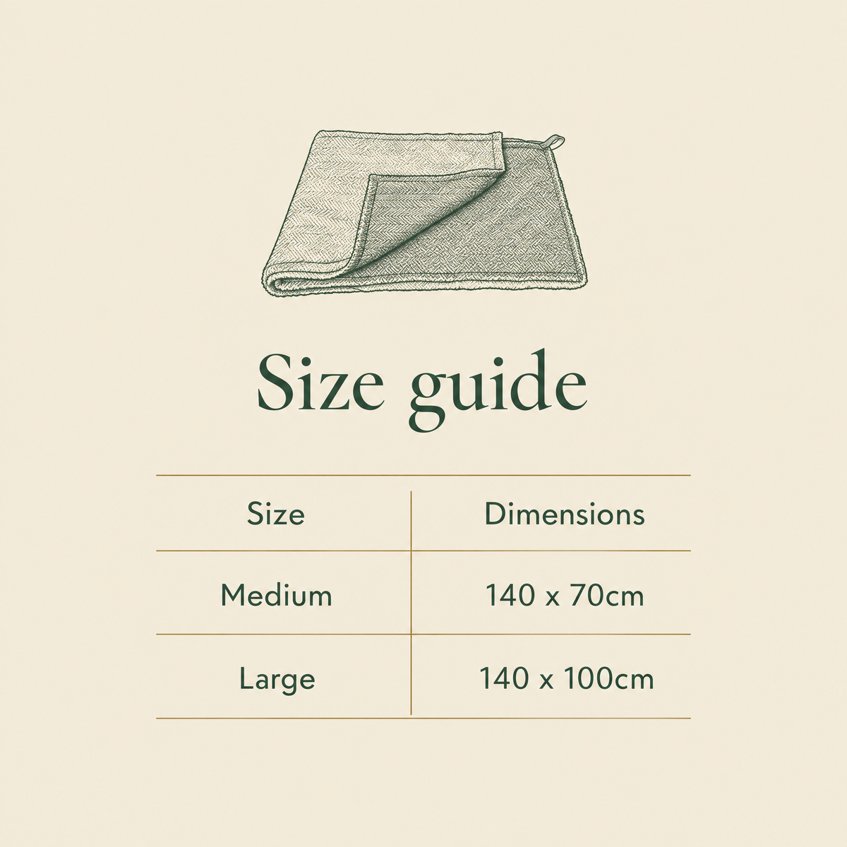 Size guide for the Balmoral blanket: Medium and Large