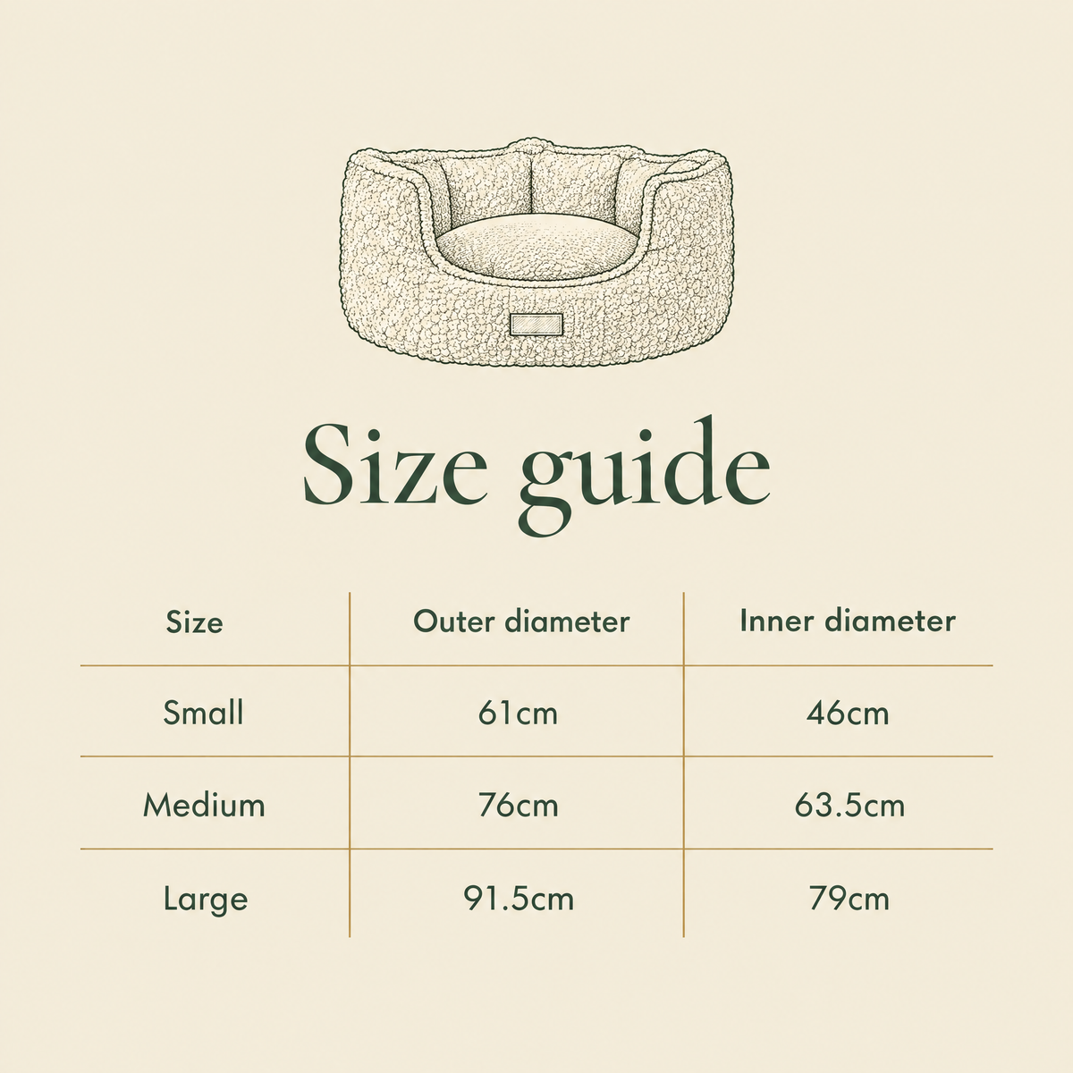 Cotswold High-Wall Boucle Bed size guide