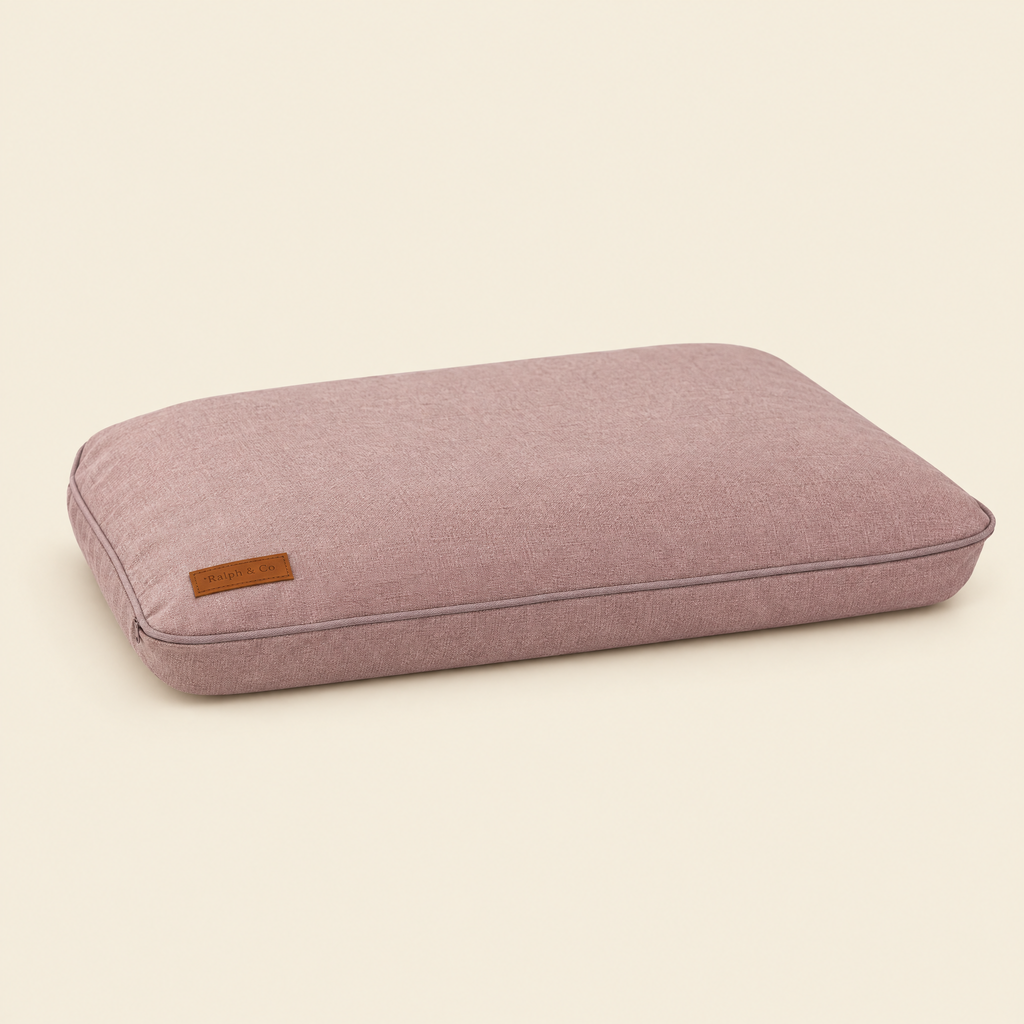 The Blush Pink Memory Foam Crate Mattress by Ralph & Co, packshot on cream