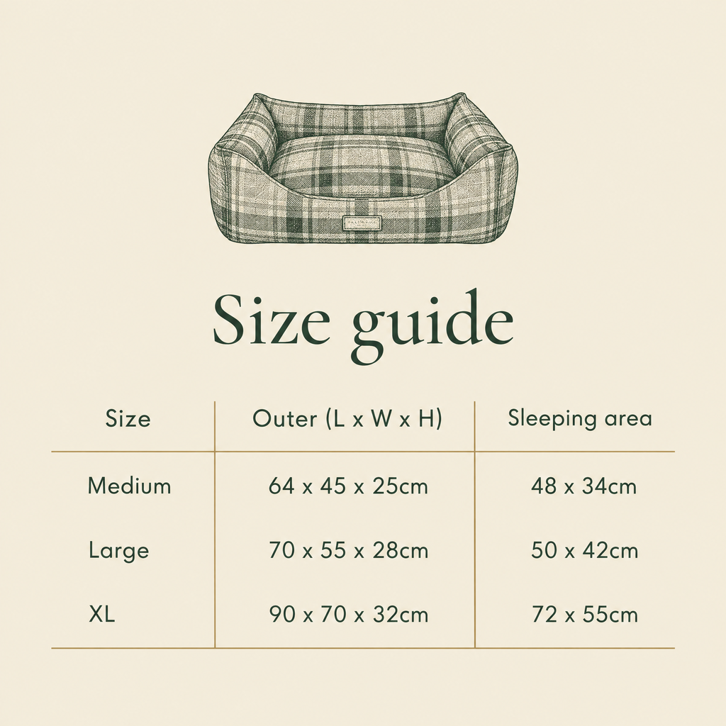 Marlow Tartan Memory Foam Bolster Bed size guide