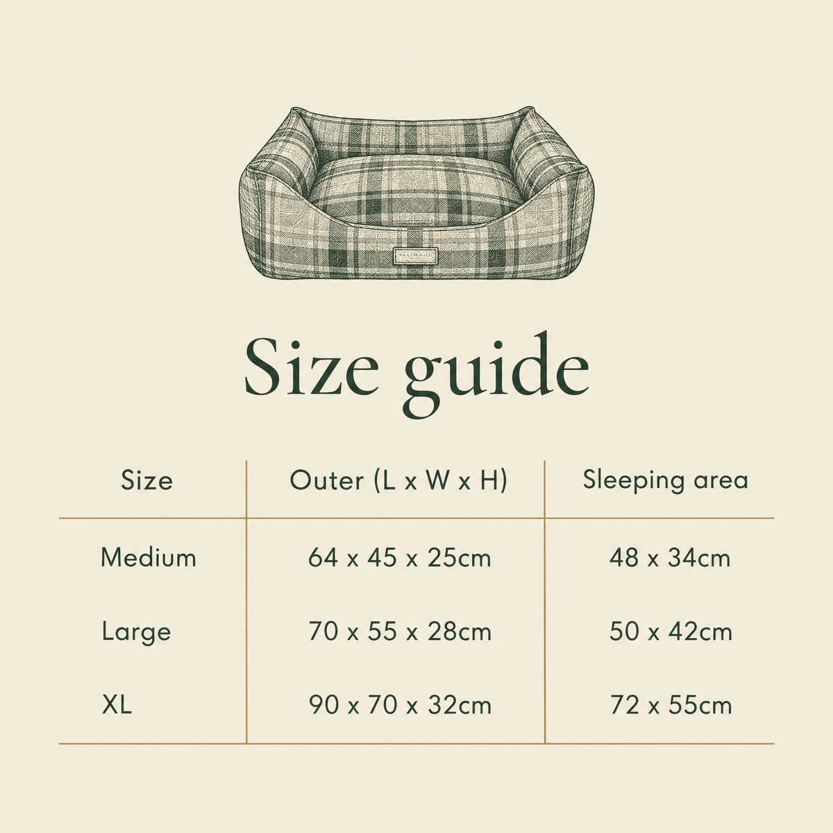 Marlow Tartan Memory Foam Bolster Bed size guide