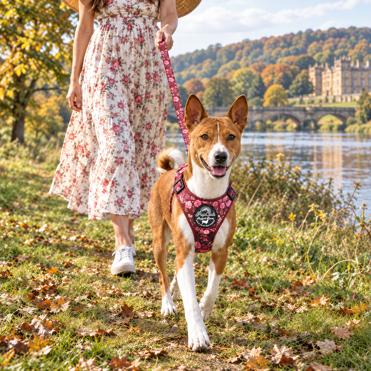 Burgundy Bloom PupClub lead on a dog walk