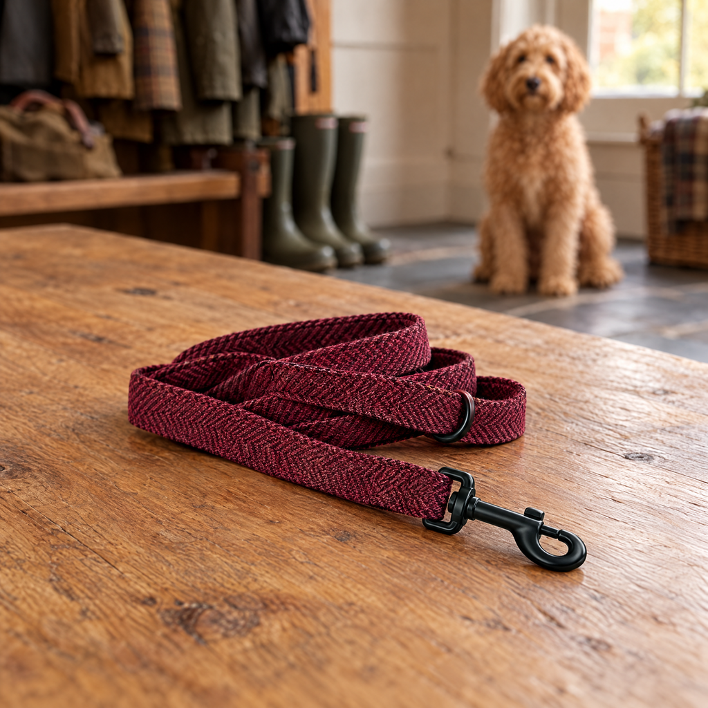 Berry Tweed PupClub dog lead