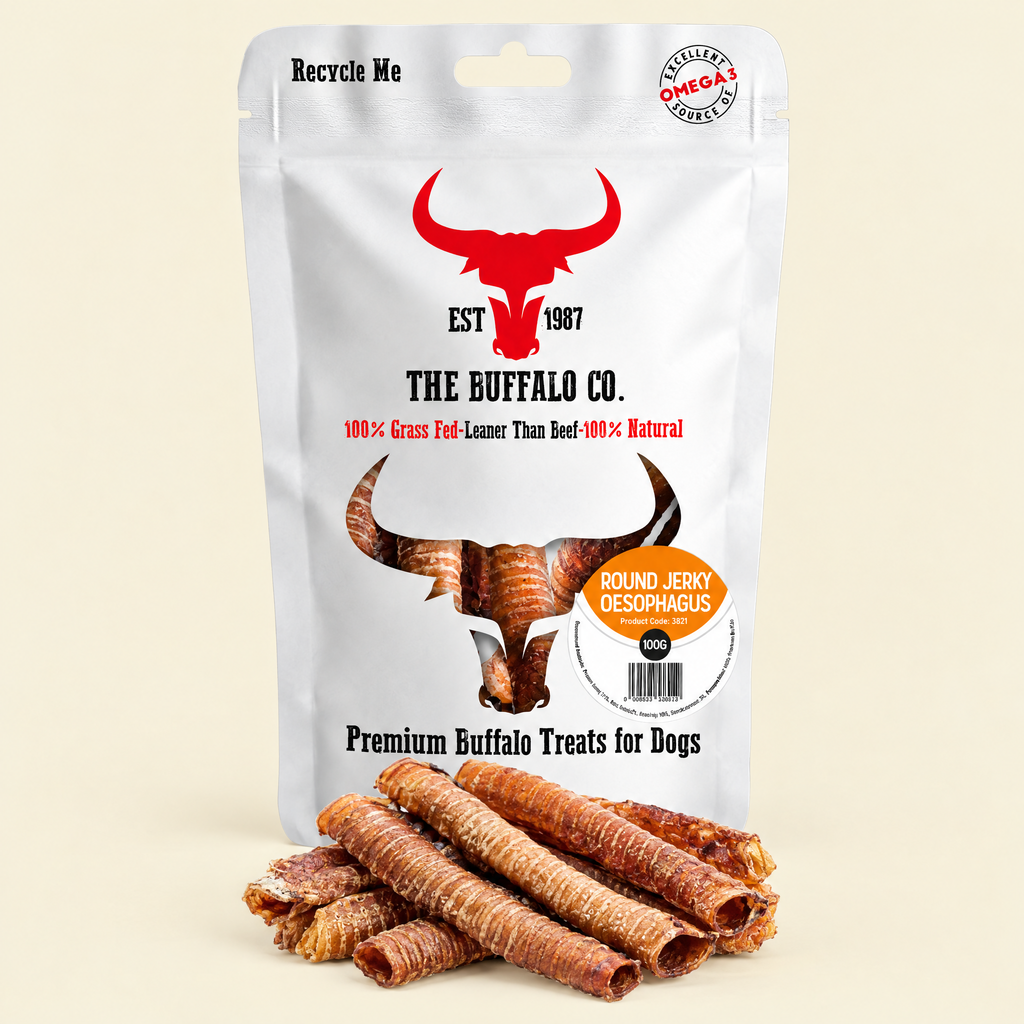 Buffalo Trachea Rounds by The Buffalo Co. pack on a cream background
