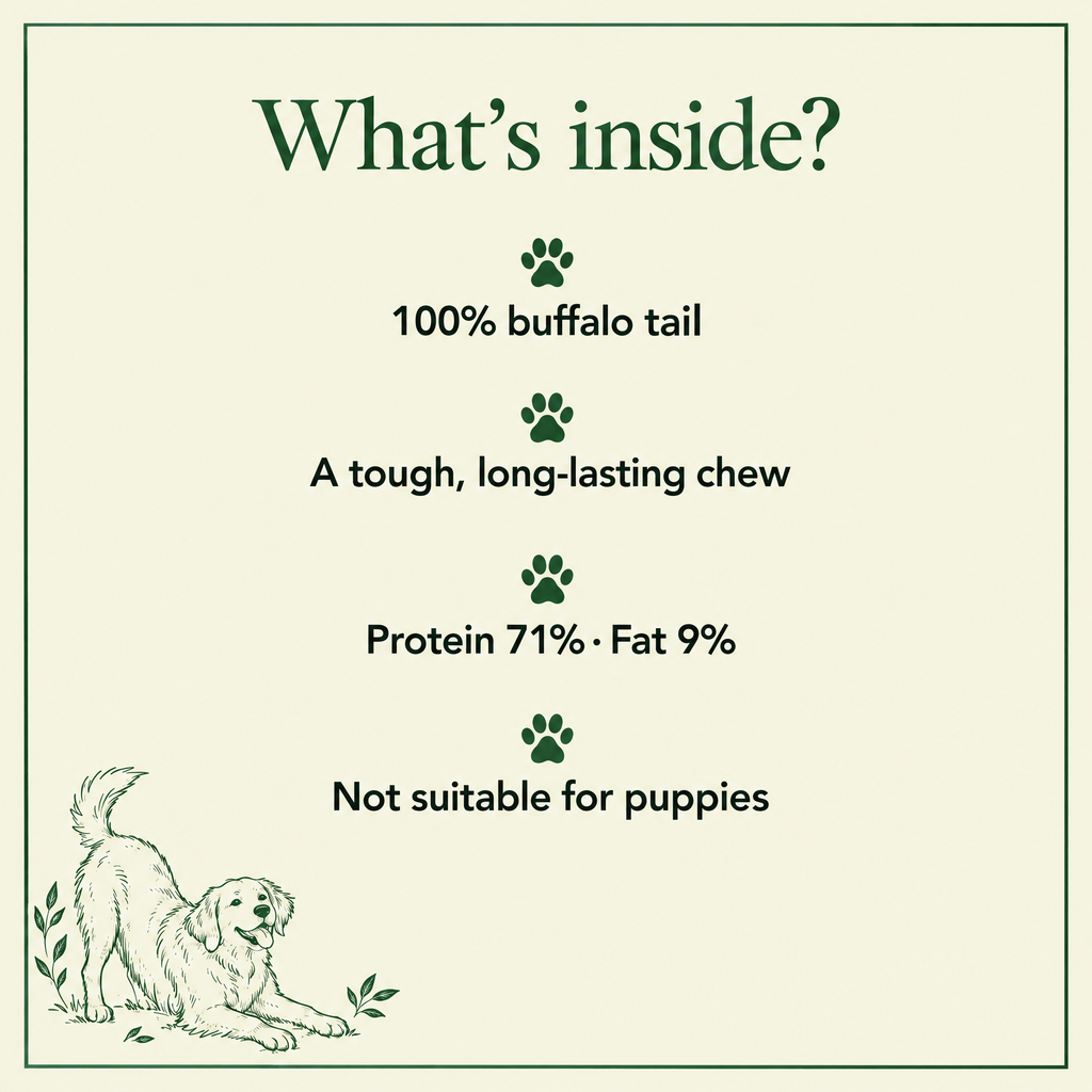 What's inside Buffalo Tail Dog Chews by The Buffalo Co.