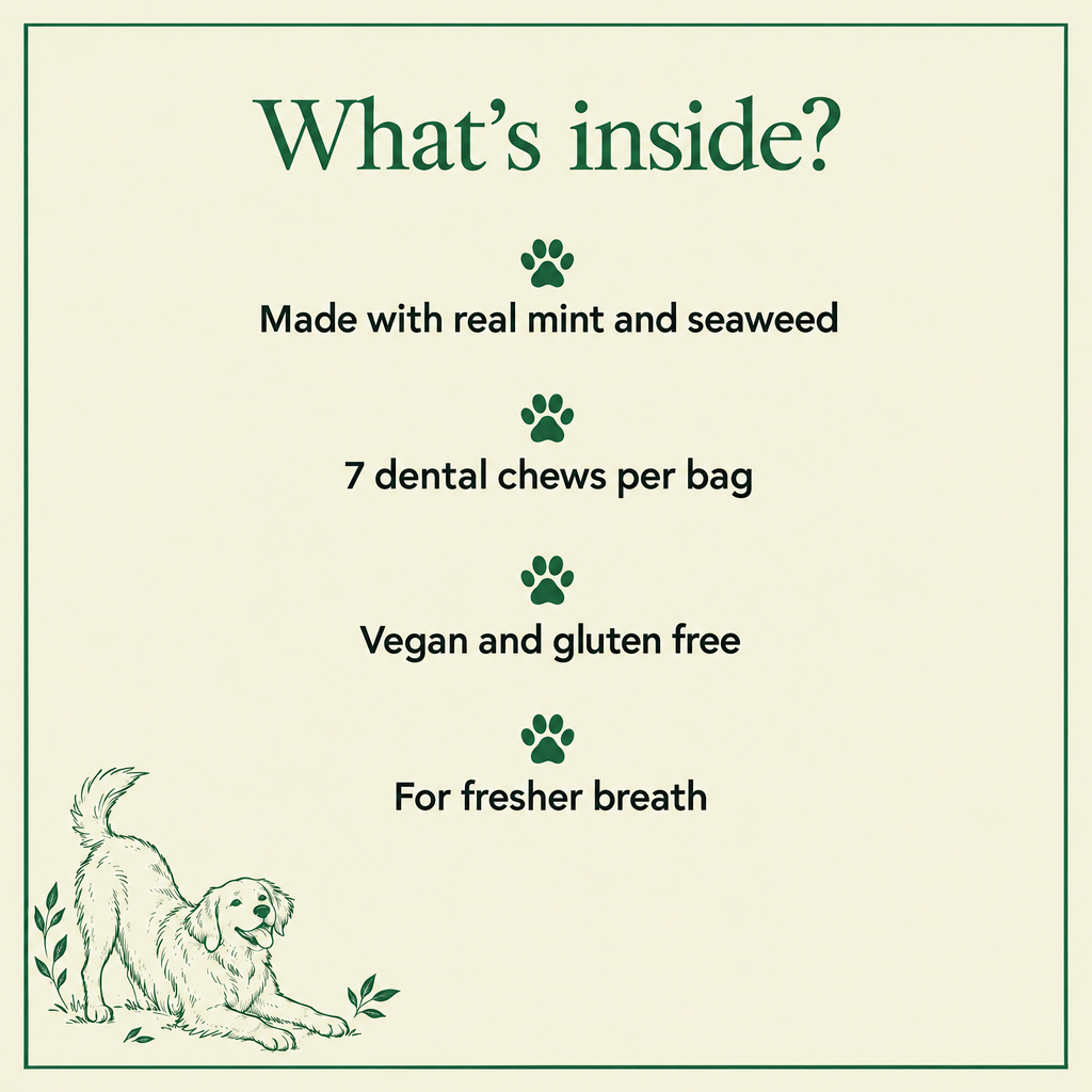 What's inside Gently Dently Fresh Breath Mint Dental Chews by The Buffalo Co.