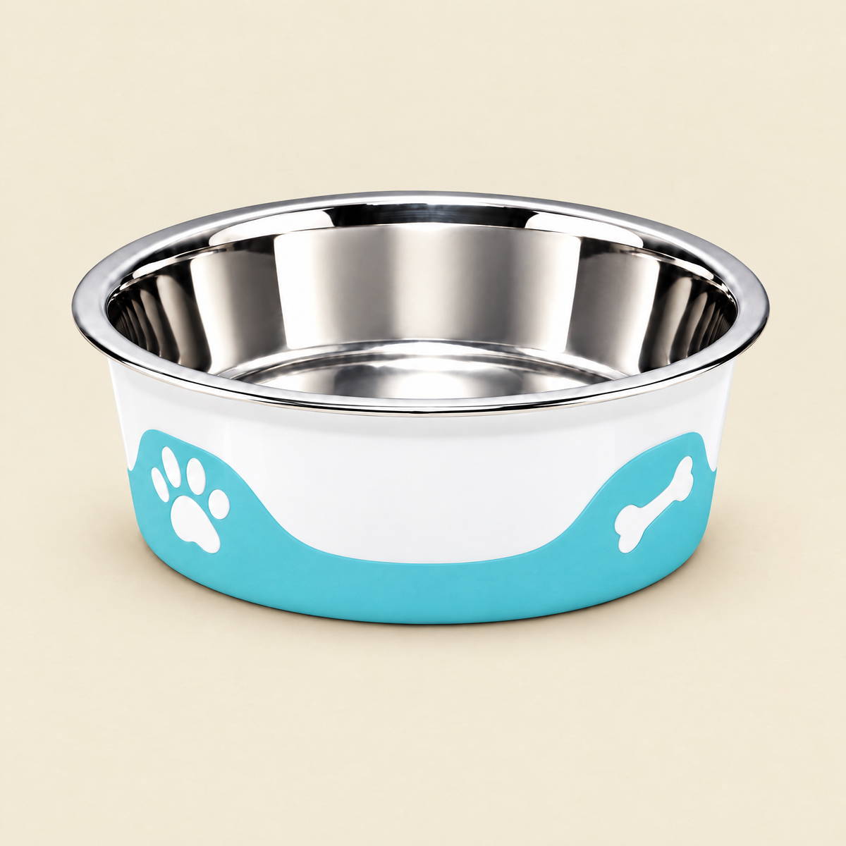 ThermaCool Cooling Dog Bowl in Azure Blue on a cream background