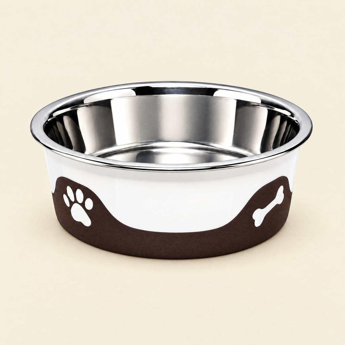 ThermaCool Cooling Dog Bowl in Espresso on a cream background