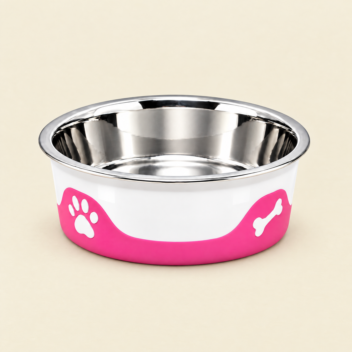 ThermaCool Cooling Dog Bowl in Hot Pink on a cream background
