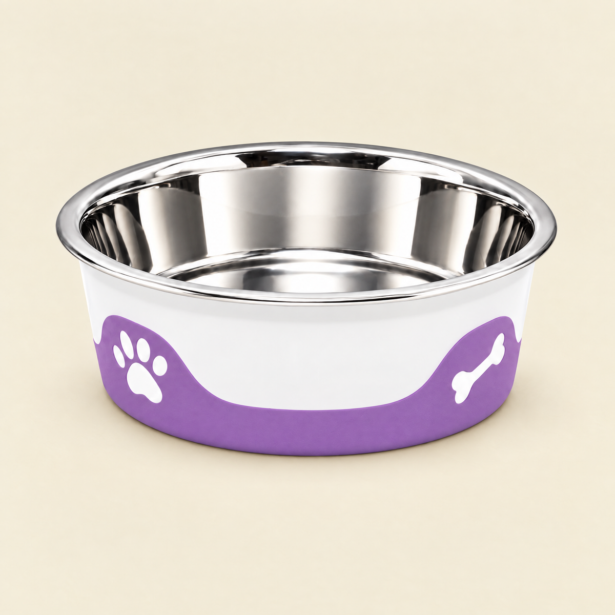 ThermaCool Cooling Dog Bowl in Grape on a cream background