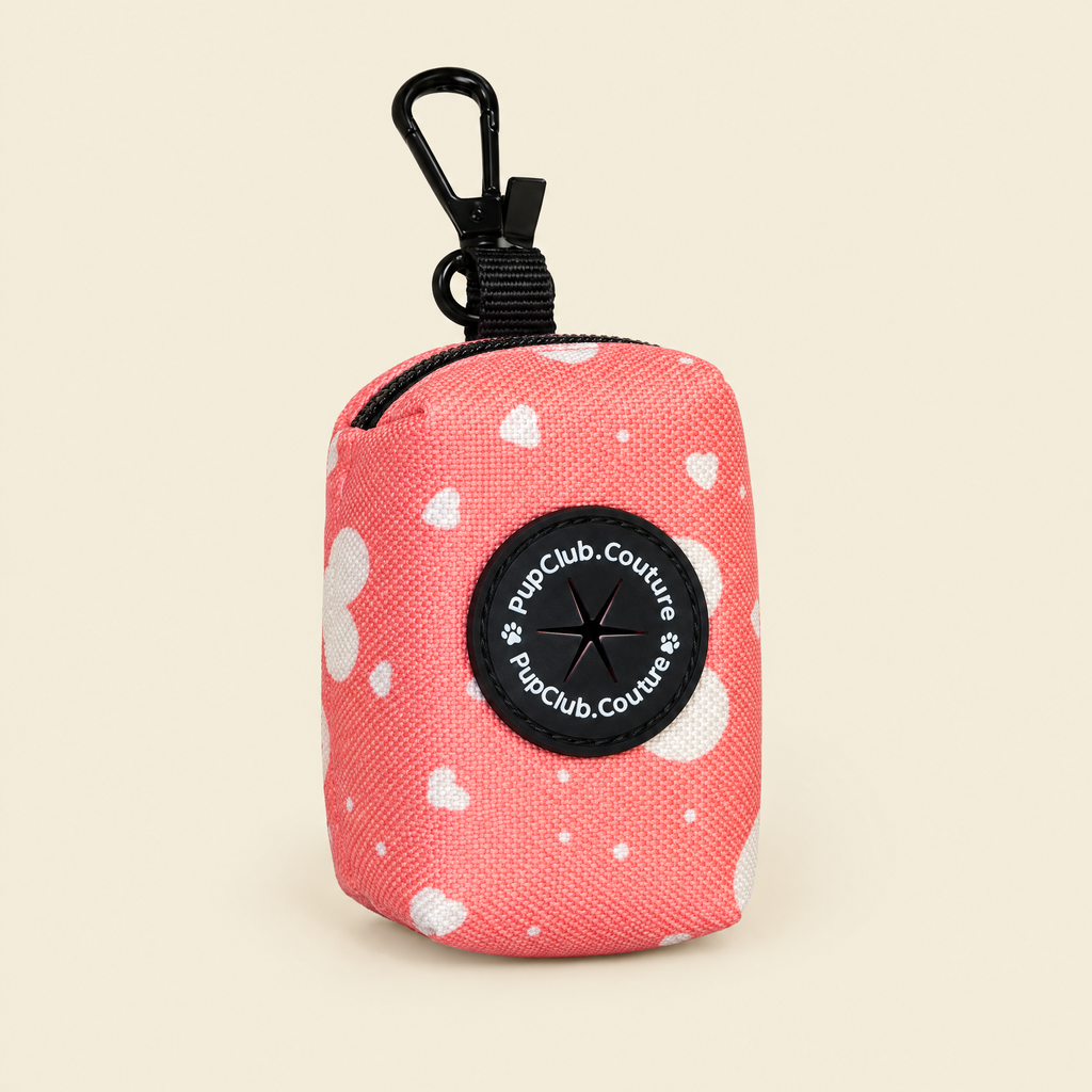 Peachy Hearts poo bag holder by PupClub Couture