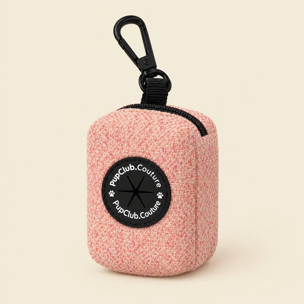 Tweed Pink poo bag holder by PupClub Couture