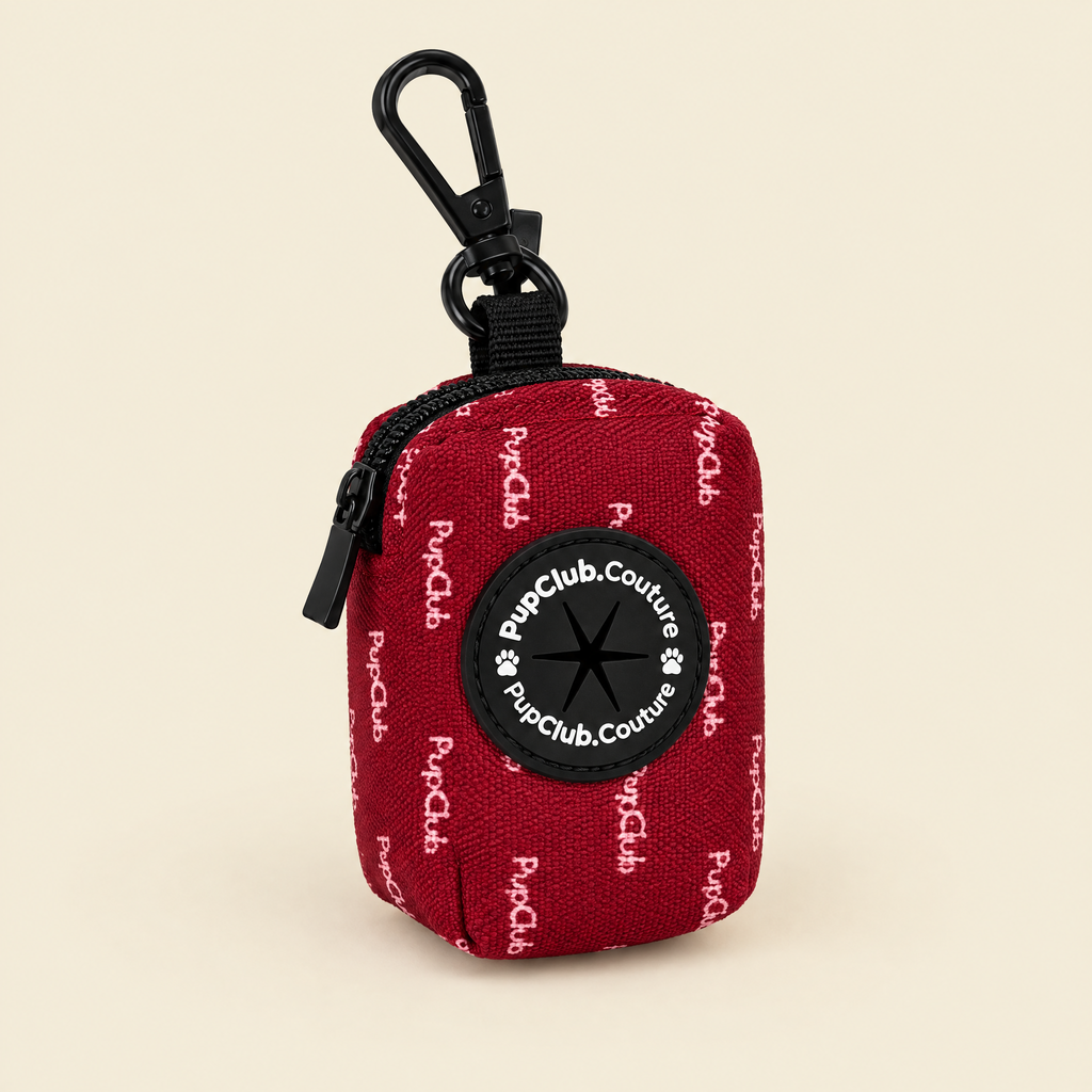 Berry Red poo bag holder by PupClub Couture