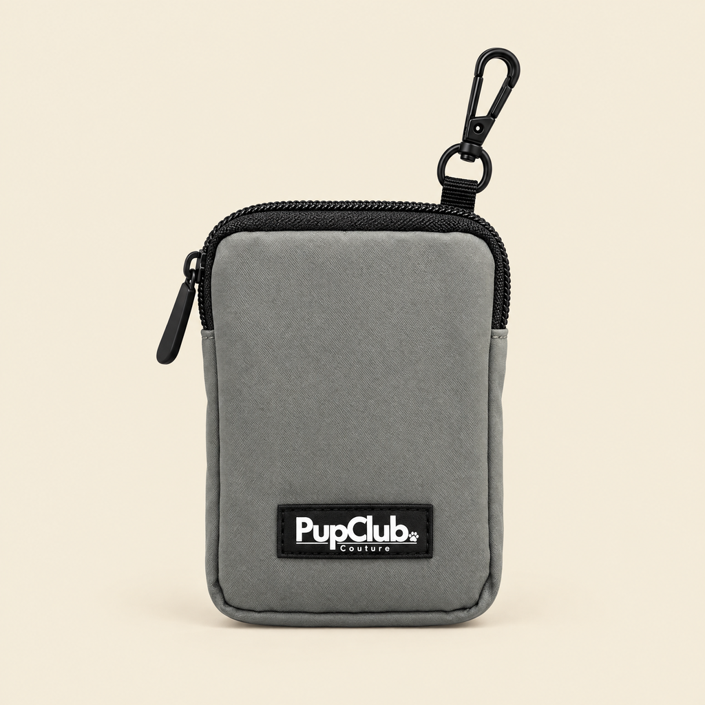 Grey dog treat pouch by PupClub Couture