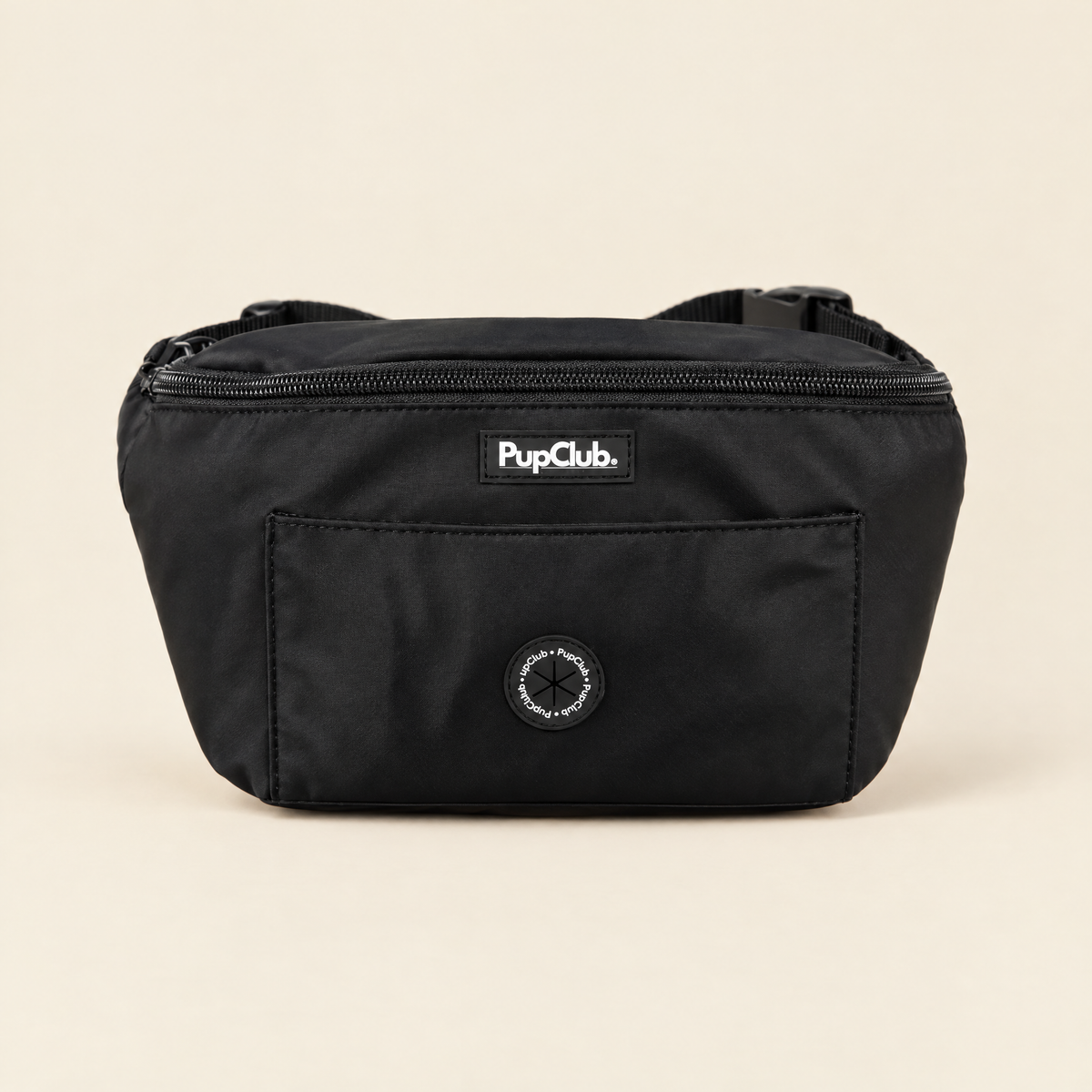 Black dog walking bum bag with poo bag dispenser by PupClub Couture