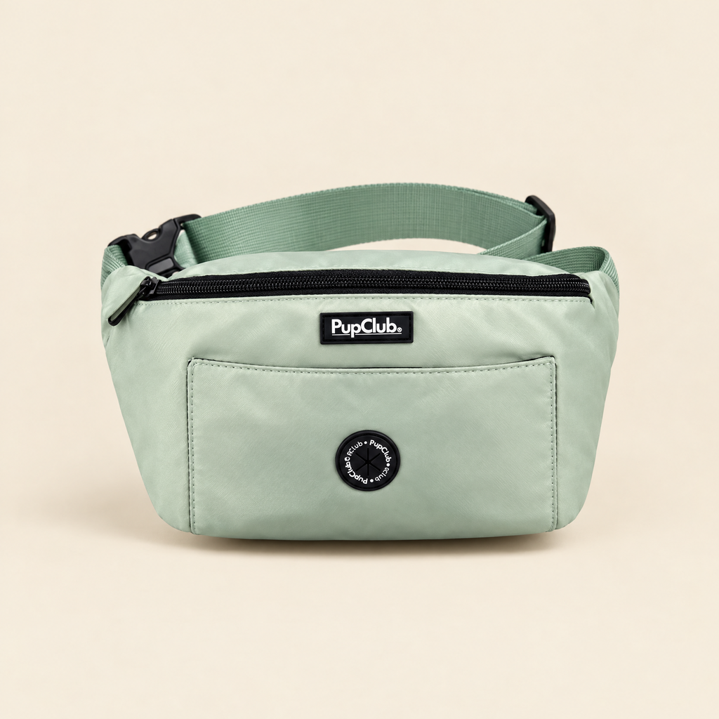 Sage Green dog walking bum bag with poo bag dispenser by PupClub Couture