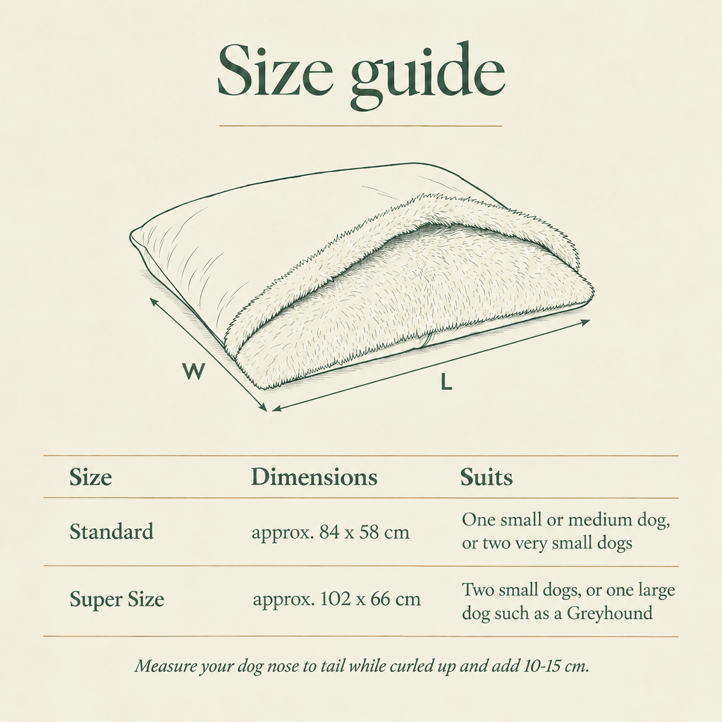 Size guide: the Rainfleece Den Bed in Standard and Super Size