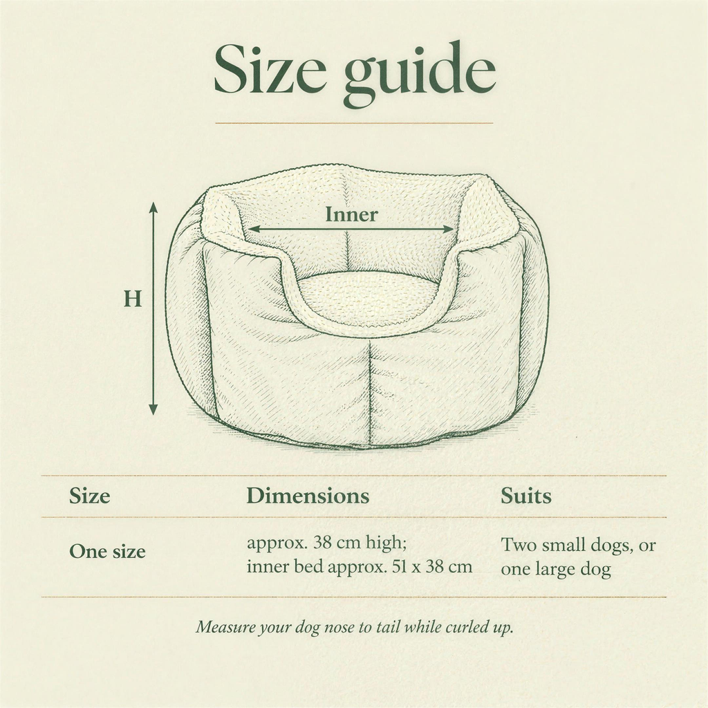 Size guide: the Rainfleece Fortress Bed, one size